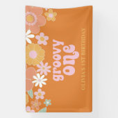 Groovy One Retro Floral Birthday Banner (Verticaal)