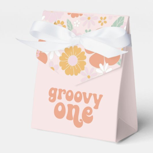 Groovy One Retro Floral eerste verjaardag Bedankdoosjes (Voorkant Zijde)
