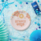 Groovy One Retro Floral verjaardagspapier Borden Papieren Bordje (Feest)