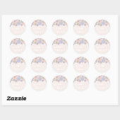 Groovy One Retro pastel Floral 1 verjaardag Ronde Sticker (Vel)