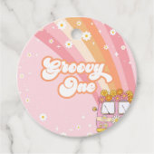 Groovy One Retro Rainbow 1e verjaardag Bedankjes Labels (Voorkant)