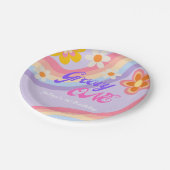 Groovy One Retro Rainbow 1e verjaardag Papieren Bordje (Gekanteld)