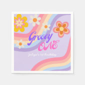 Groovy One Retro Rainbow 1e verjaardag Servet (Voorkant)
