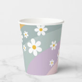 Groovy One Retro Rainbow Paper Cups Papieren Bekers (Achterkant)