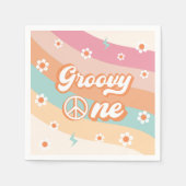 Groovy One Retro Rainbow Verjaardagsfeestservetten Servet (Voorkant)