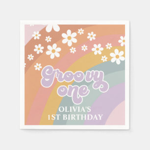 Groovy One Retro Regenboog Servet