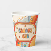 Groovy One Retro Regenboog Verjaardagsfeest Papieren Bekers (Voorkant)