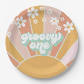Groovy One Retro Sunshine daisy boho Papieren Bordje (Voorkant)