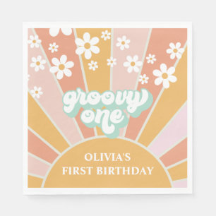 Groovy One Retro Zonnestraal madeliefje boho Papie Servet