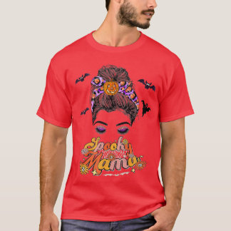Groovy One Spooky Mama Messy Bun Women Witch Ma H T-shirt