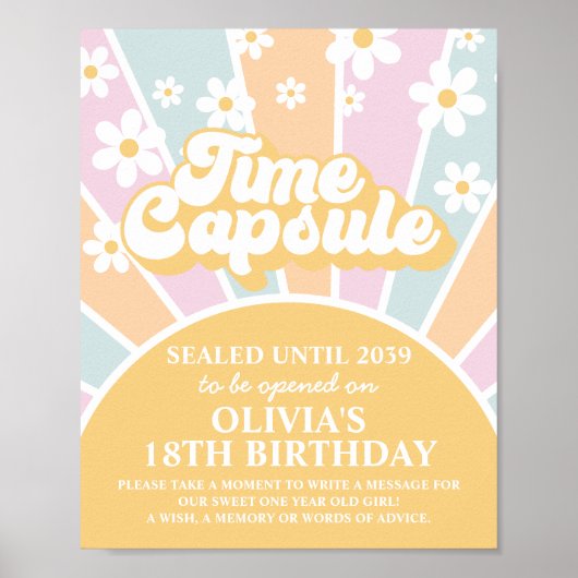 Groovy One Sunshine First Birthday Time Capsule Poster (Voorkant)