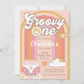 Groovy One uitnodiging, Groovy 1e verjaardag Kaart (Voorkant)