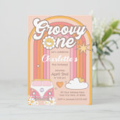 Groovy One uitnodiging, Groovy 1e verjaardag Kaart (Staand voorkant)
