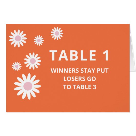 Groovy Oranje Bunco Tafelkaart voor Tafel 1 (Voorkant Horizontaal)
