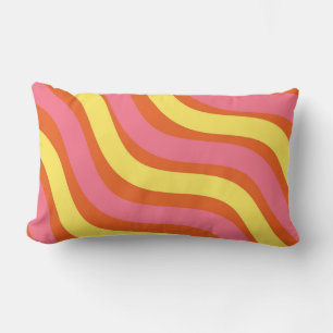 Groovy Oranje geel roze Wavy Stripe Bold Spring Kussen