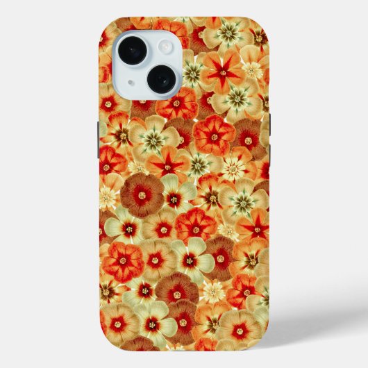 Groovy Oranje Hippie Flowers Patroon Case-Mate iPhone Case (Achterkant)