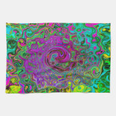 Groovy Paars Abstract Retro vloeistof Theedoek (Horizontaal)