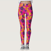 Groovy Paarse en Roze Hippie Flower Power Leggings (Voorkant)