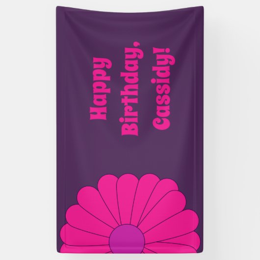 Groovy Paarse en Roze Hippie Flower Power Spandoek (Verticaal)
