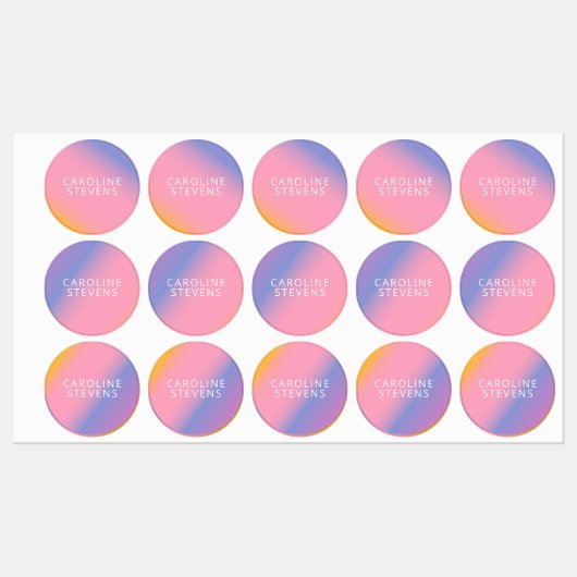 Groovy Paarse pastelgradiënt | Gepersonaliseerde n Labels (Vel)