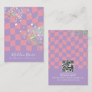 Groovy Paarse Roze Oorbellen Displaykaart Contactkaartje
