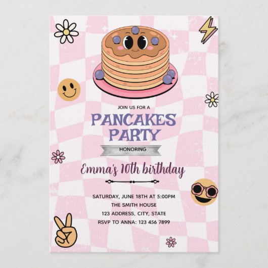 Groovy pancake party invitation kaart (Voorkant)