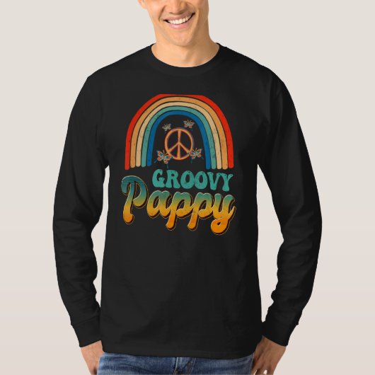 Groovy Pappy Rainbow Esthetische Nostalgie Retro V T-shirt (Voorkant)