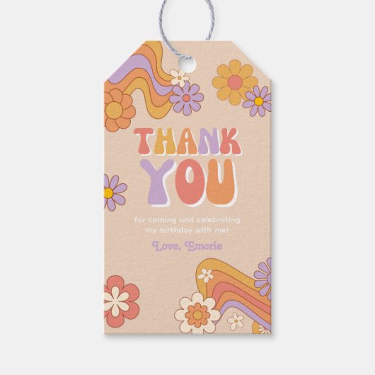 Groovy Party Favor Labels | Groovy Verjaardag Cadeaulabel (Voorkant)