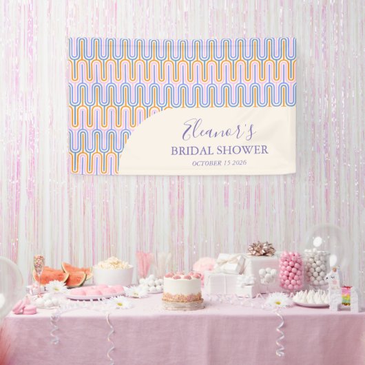 Groovy Pastel Line Periwinkle Vrijgezellenfeest Aa Spandoek (Feest)