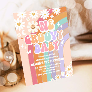 Groovy Pastel Regenboog 1e Verjaardag Kaart