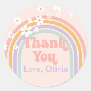 Groovy Pastel regenboog Bedankt Ronde Sticker