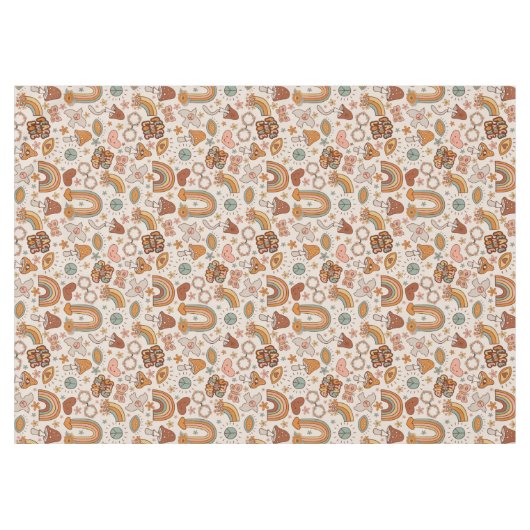 Groovy Pastel Tablecloth 60s Terracotta Accent Tafelkleed (Voorkant (Horizontaal))