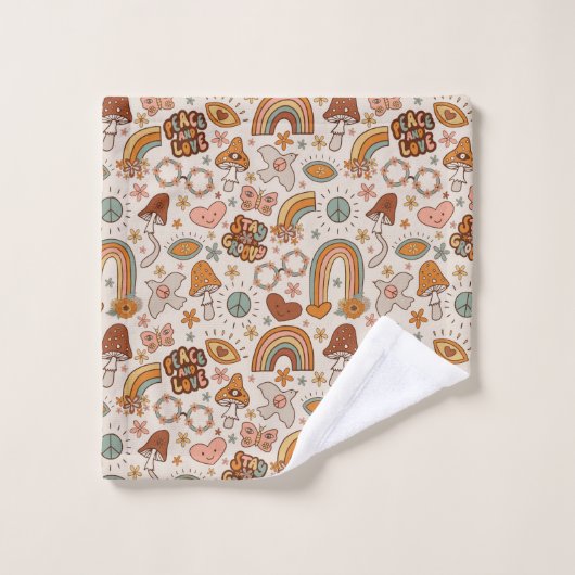 Groovy Pastel Towel 60s Terracotta Bloom Accent Bad Handdoek (Wasdoekje)