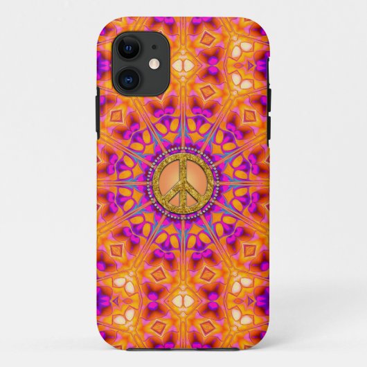 Groovy Peace Energy Mandala Oranje + Roze iPhone Case-Mate iPhone Case (Achterkant)