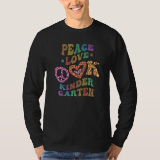 Groovy PEACE LOVE KINDERGARTEN Leopard Print Kinde T-shirt