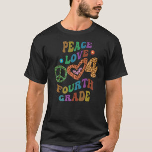 Groovy PEACE LOVE VIERDE GRATIS luipaard afdrukken T-shirt