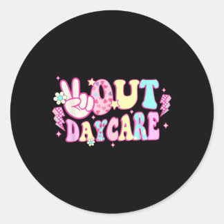 Groovy Peace Out Daycare Teacher Student Afstudere Ronde Sticker
