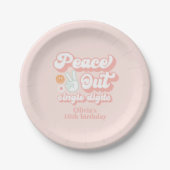 Groovy Peace Out Single Digits 10th Birthday Papieren Bordje (Voorkant)