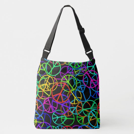 Groovy Peace Rainbow Crossbody Tas (Voorkant)