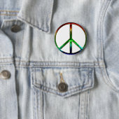 Groovy Peace Sign Button Pin (In situ)