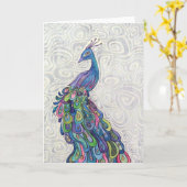 Groovy Peacock-Wenskaart Kaart (Gele Bloem)