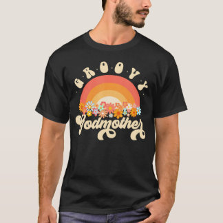 Groovy peetmoeder regenboog kleurrijke bloemen t-shirt