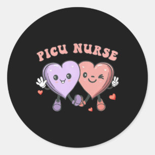 Groovy Picu-verpleegster valentijnsharten Kinderge Ronde Sticker