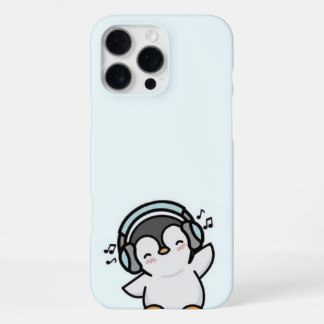 Groovy Pinguïn Muziek Liefhebber Hoesje – Lichtbla iPhone 16 Pro Max Hoesje