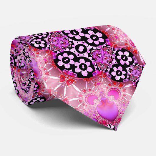 Groovy Pink en Black Fractal Stropdas (Opgerold)