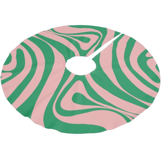 Groovy Pink en Green Retro Swirls Kerstboom Rok (Gekanteld)