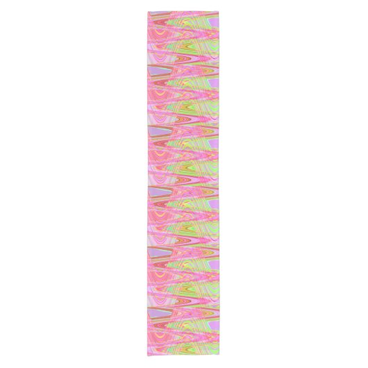 Groovy Pink Green Wave abstract Korte Tafelloper (Voorkant)