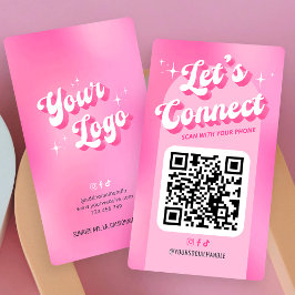 Groovy Pink Trendy Let's Connect Socials QR Code Visitekaartje