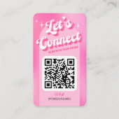 Groovy Pink Trendy Let's Connect Socials QR Code Visitekaartje (Voorkant)