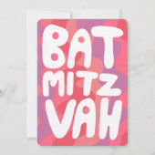 Groovy Pink Waves Star of David Custom Bat Mitzvah Kaart (Achterkant)